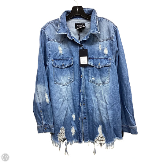 Top Long Sleeve By Risen In Blue Denim, Size: Xl