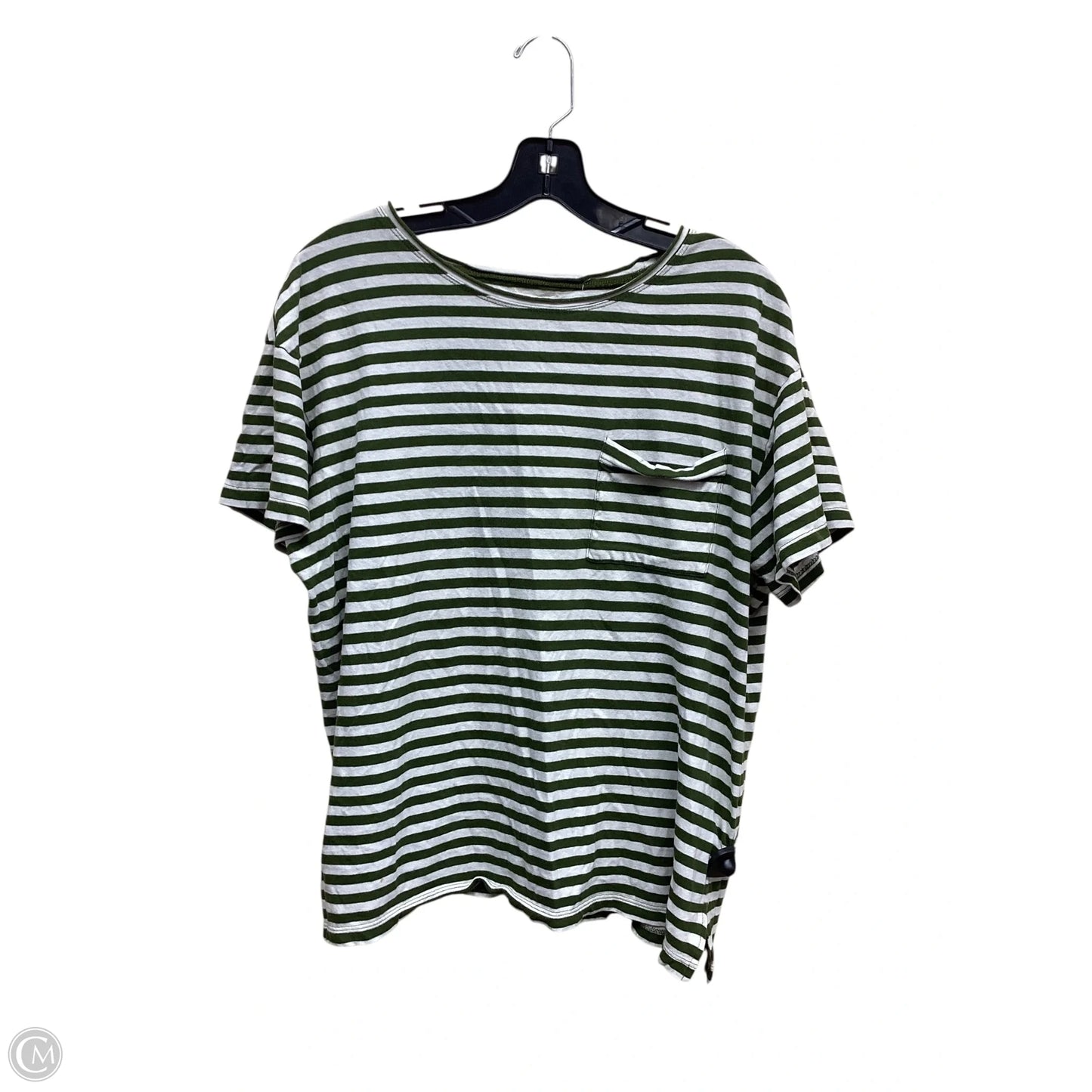 Top Short Sleeve By Madewell In Striped Pattern, Size: L
