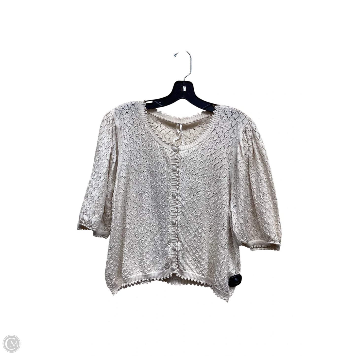Top Short Sleeve By Anthropologie In Cream, Size: Xl