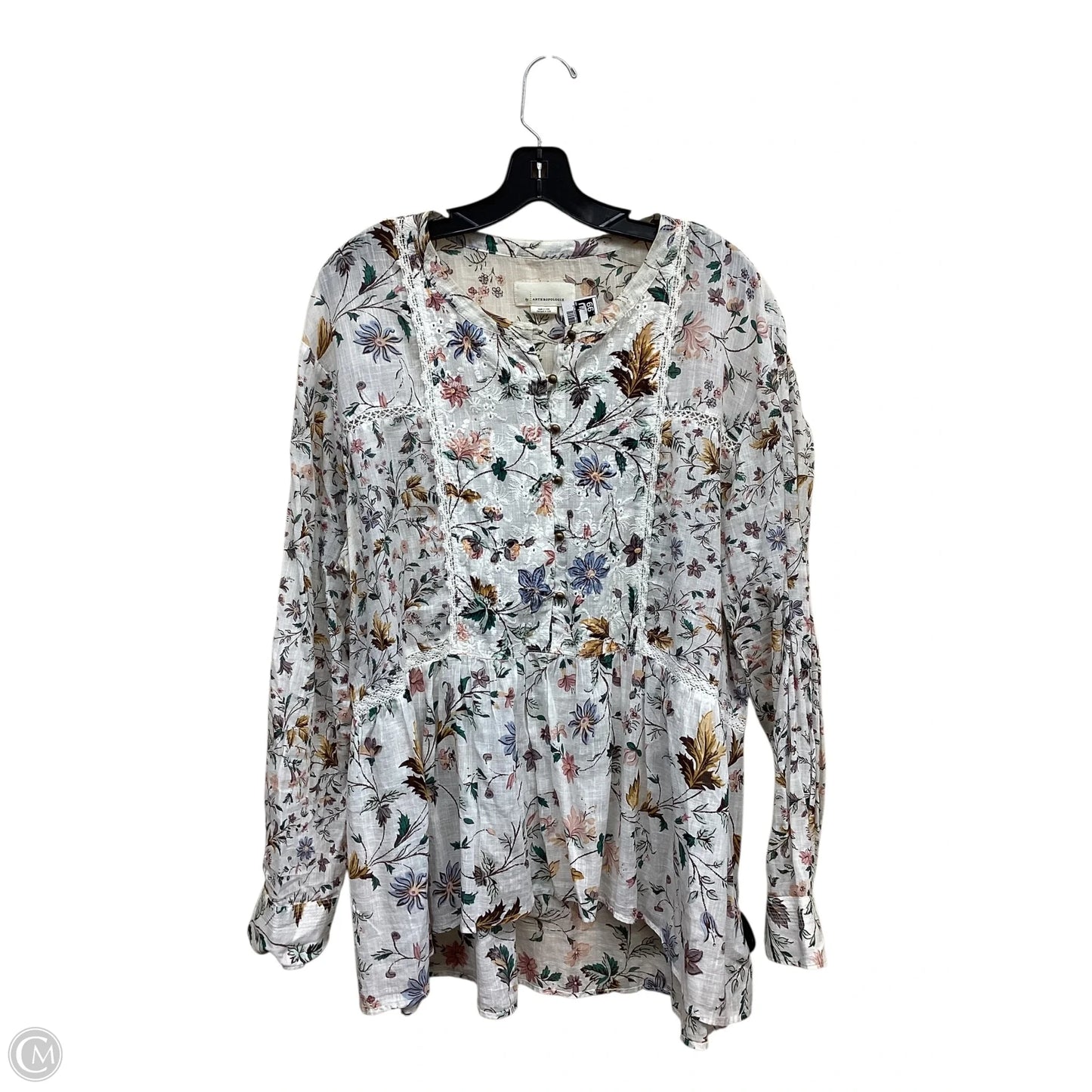Top Long Sleeve By Anthropologie In Floral Print, Size: Xl