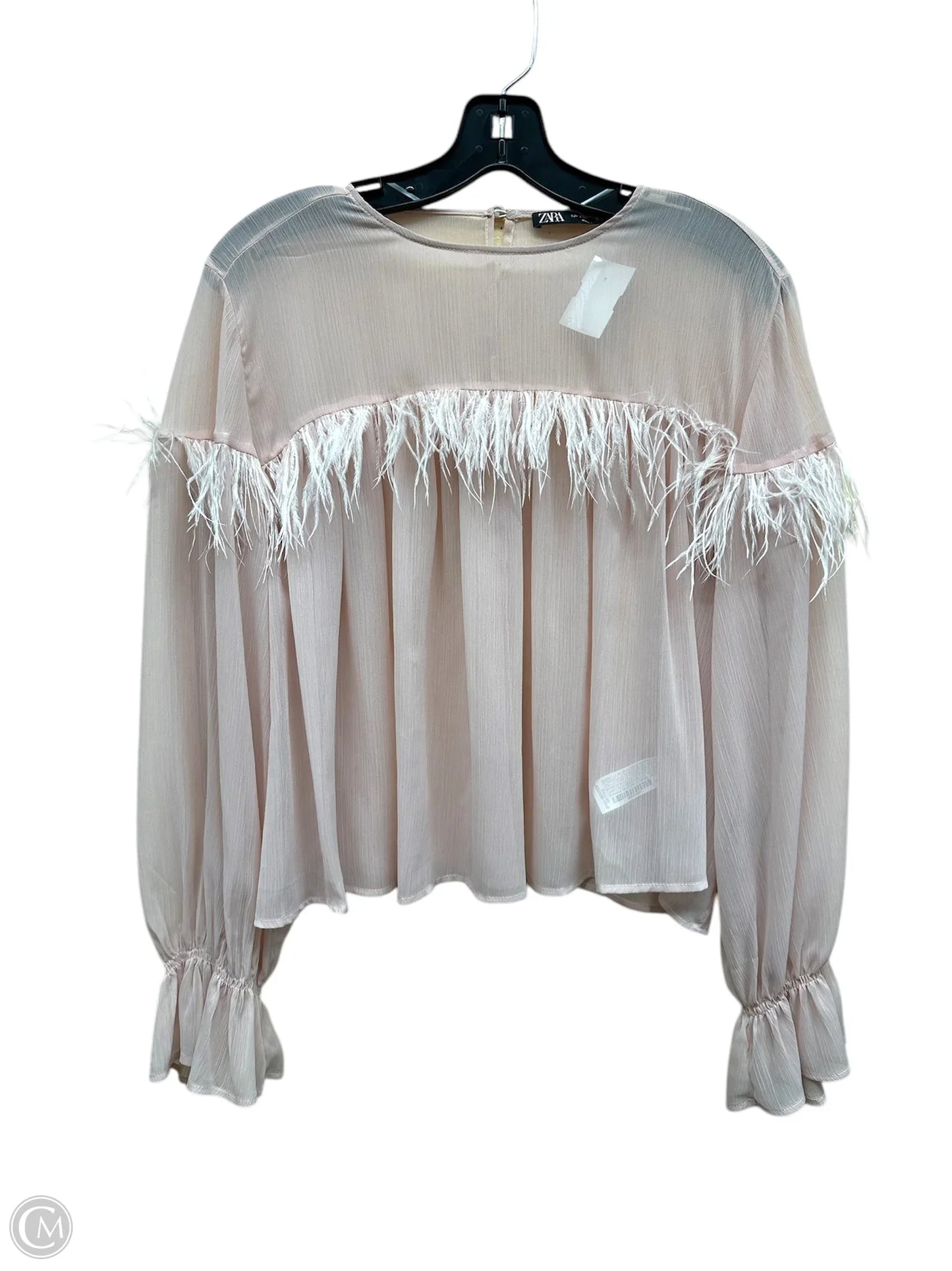 Top Long Sleeve By Zara In Pink, Size: S