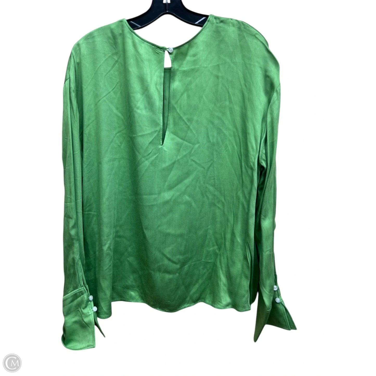 Top Long Sleeve By Something Navy In Green, Size: L