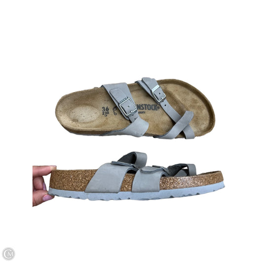 Sandals Flats By Birkenstock In Grey, Size: 5