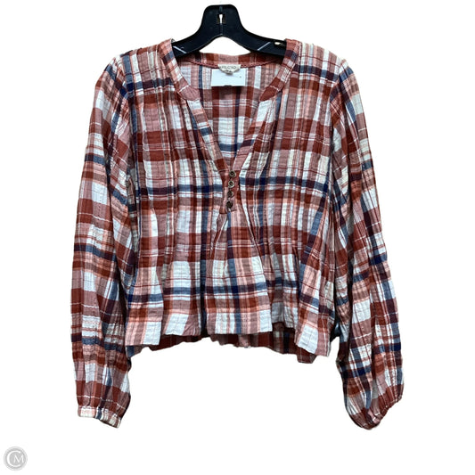 Top Long Sleeve By Pilcro In Plaid Pattern, Size: Medium