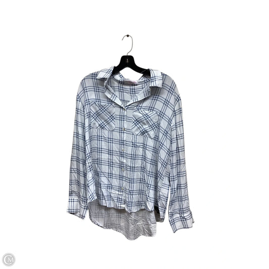 Top Long Sleeve By Pink Lily In Blue & White, Size: Xl