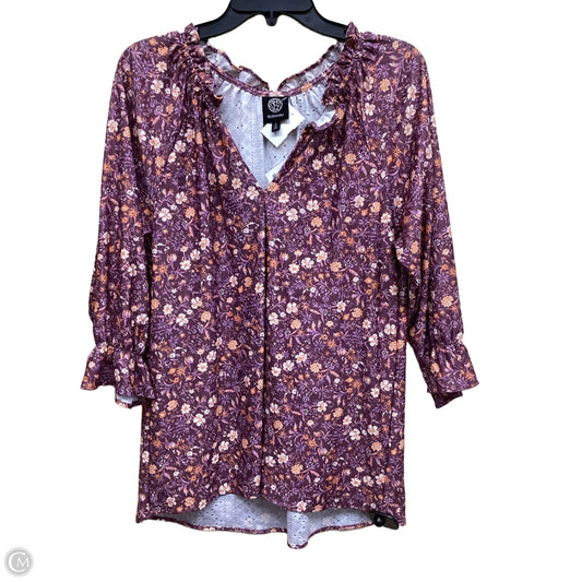 Top Long Sleeve By Bobeau In Floral Print, Size: S