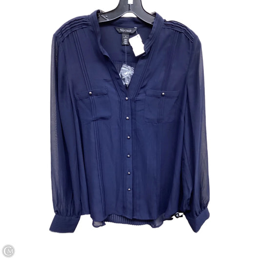 Top Long Sleeve By White House Black Market In Navy, Size: L