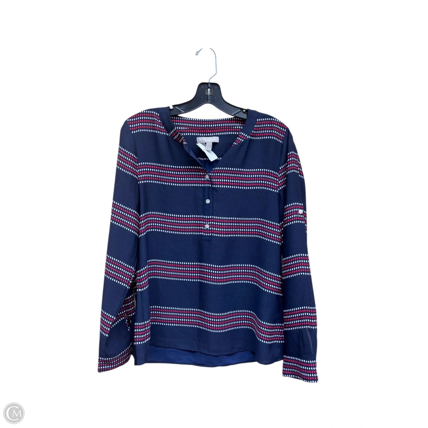 Top Long Sleeve By Banana Republic In Blue & Red, Size: S