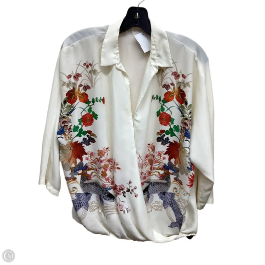 Top Long Sleeve By Zara Basic In Floral Print, Size: M