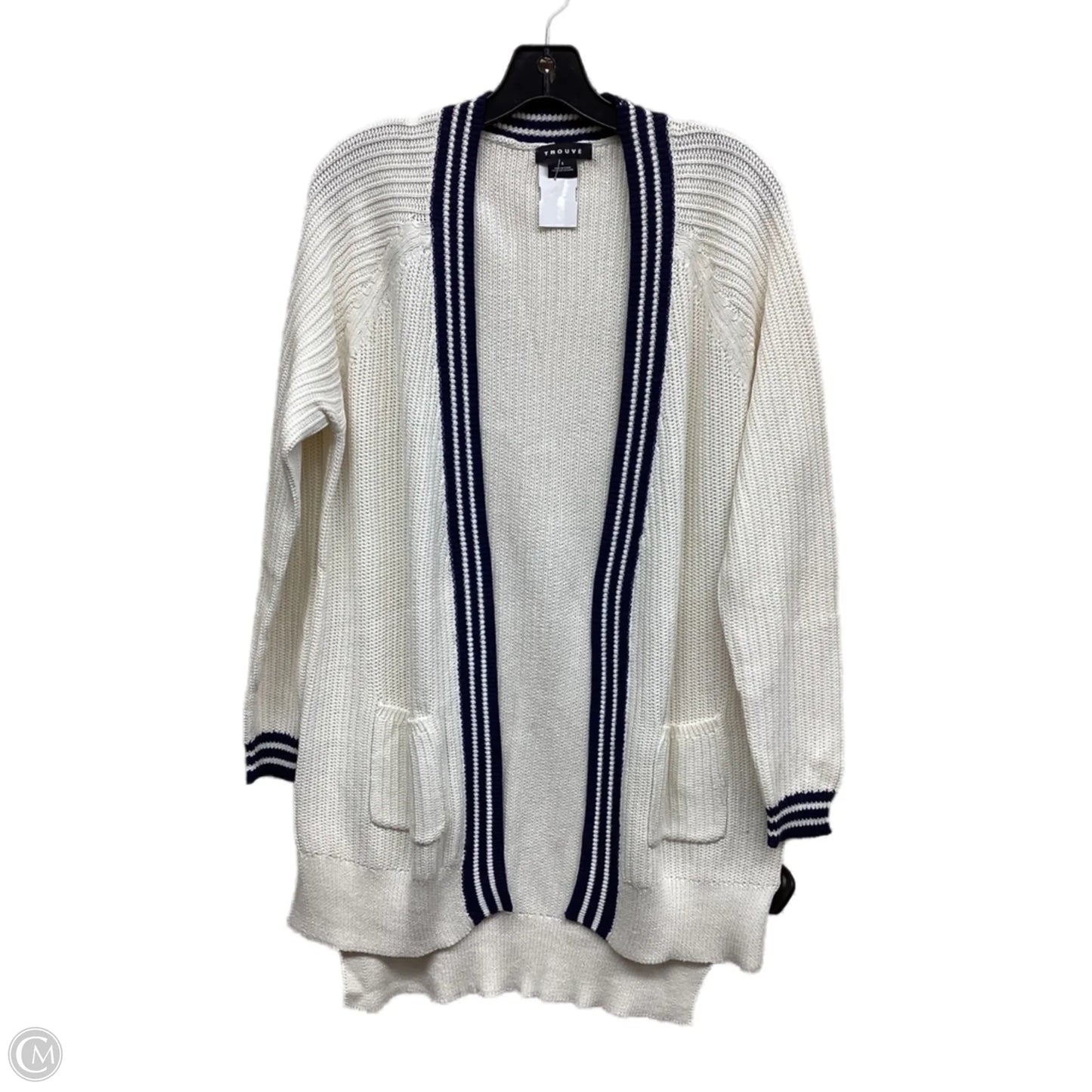 Sweater Cardigan By Trouve In Blue & White, Size: S