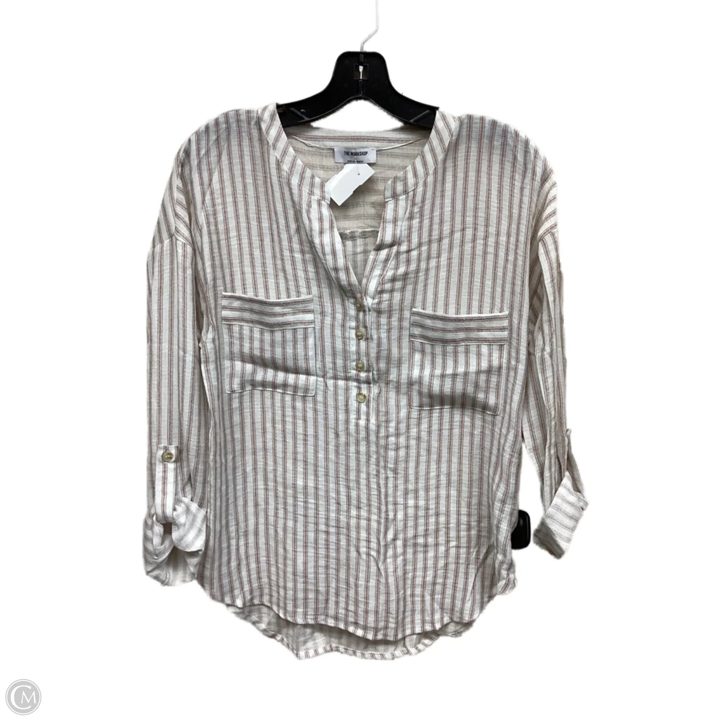 Top Long Sleeve By Workshop In Striped Pattern, Size: S
