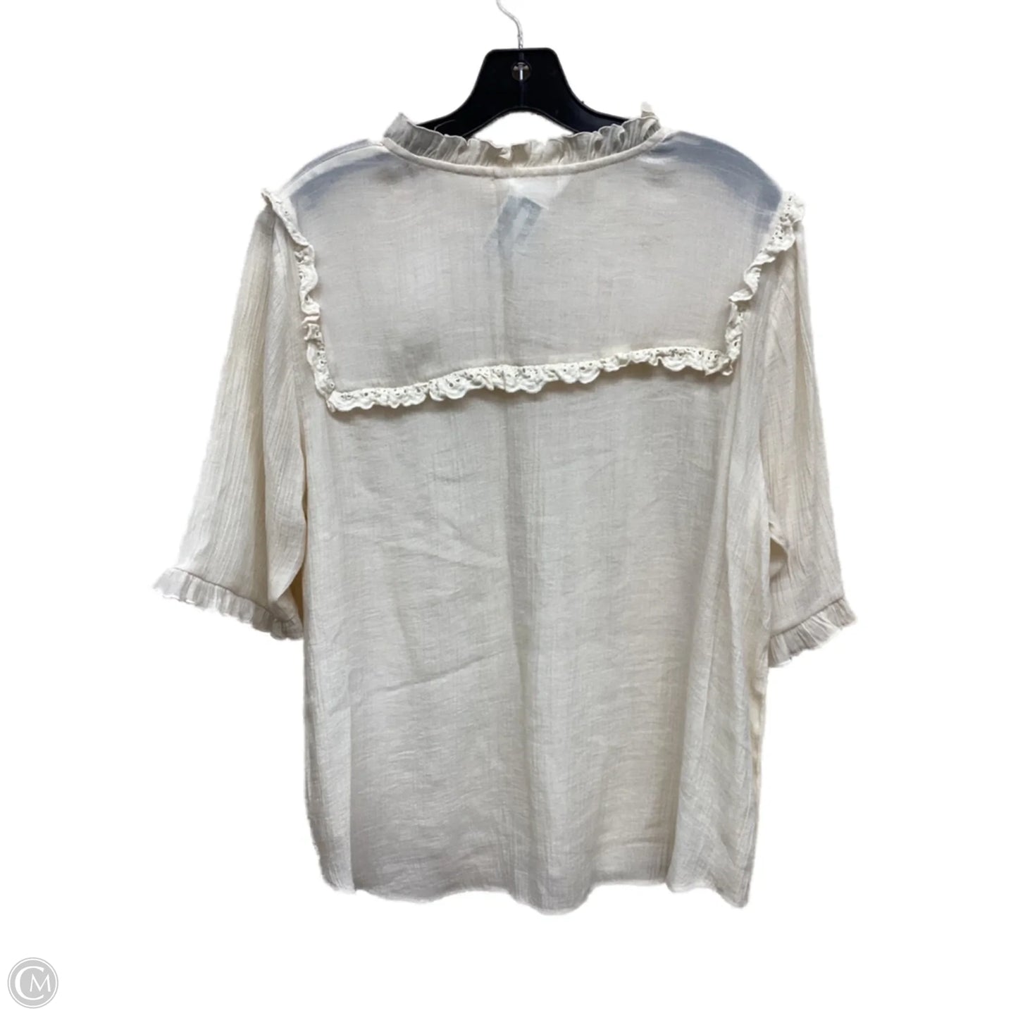 Top Short Sleeve By Lc Lauren Conrad In Cream, Size: Xxl