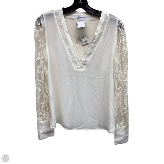 Top Long Sleeve By Express In White, Size: S