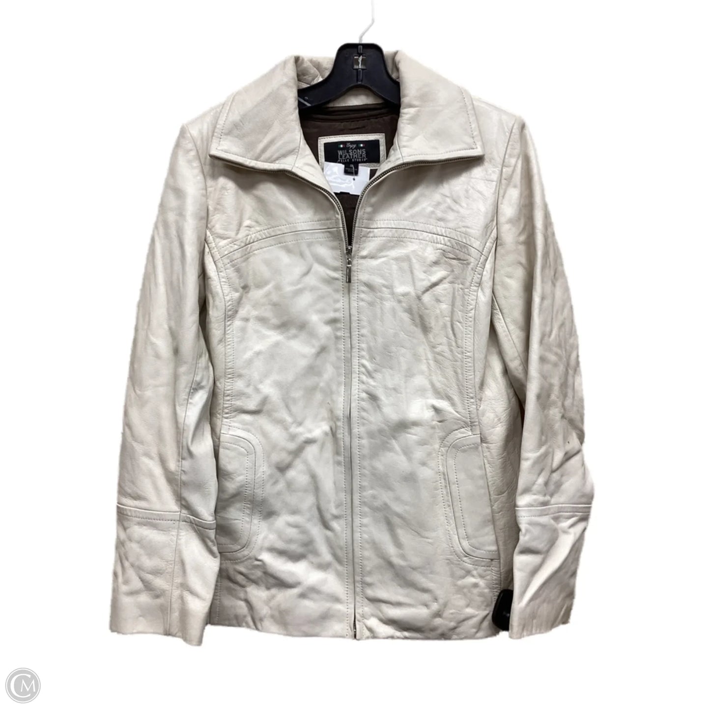 Jacket Leather By Wilsons Leather In White, Size: S