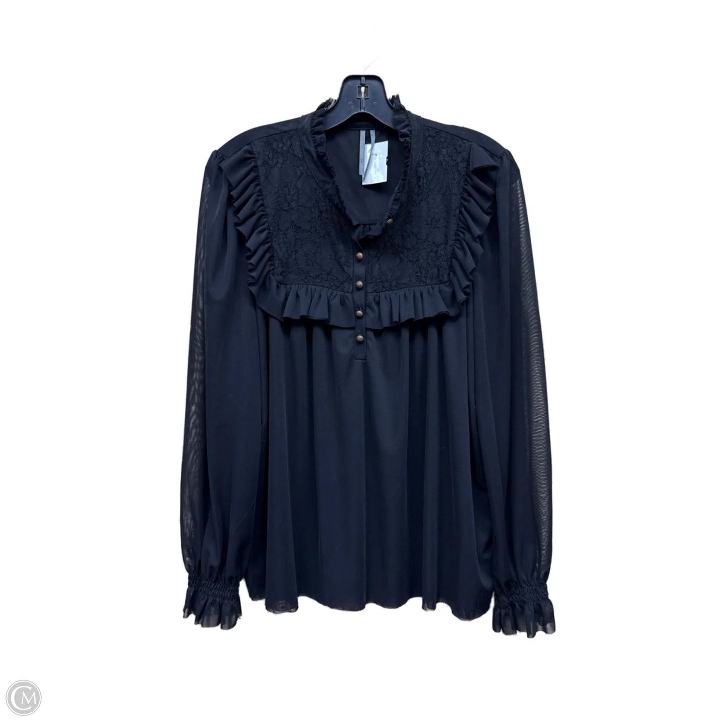 Top Long Sleeve By Anthropologie In Black, Size: L