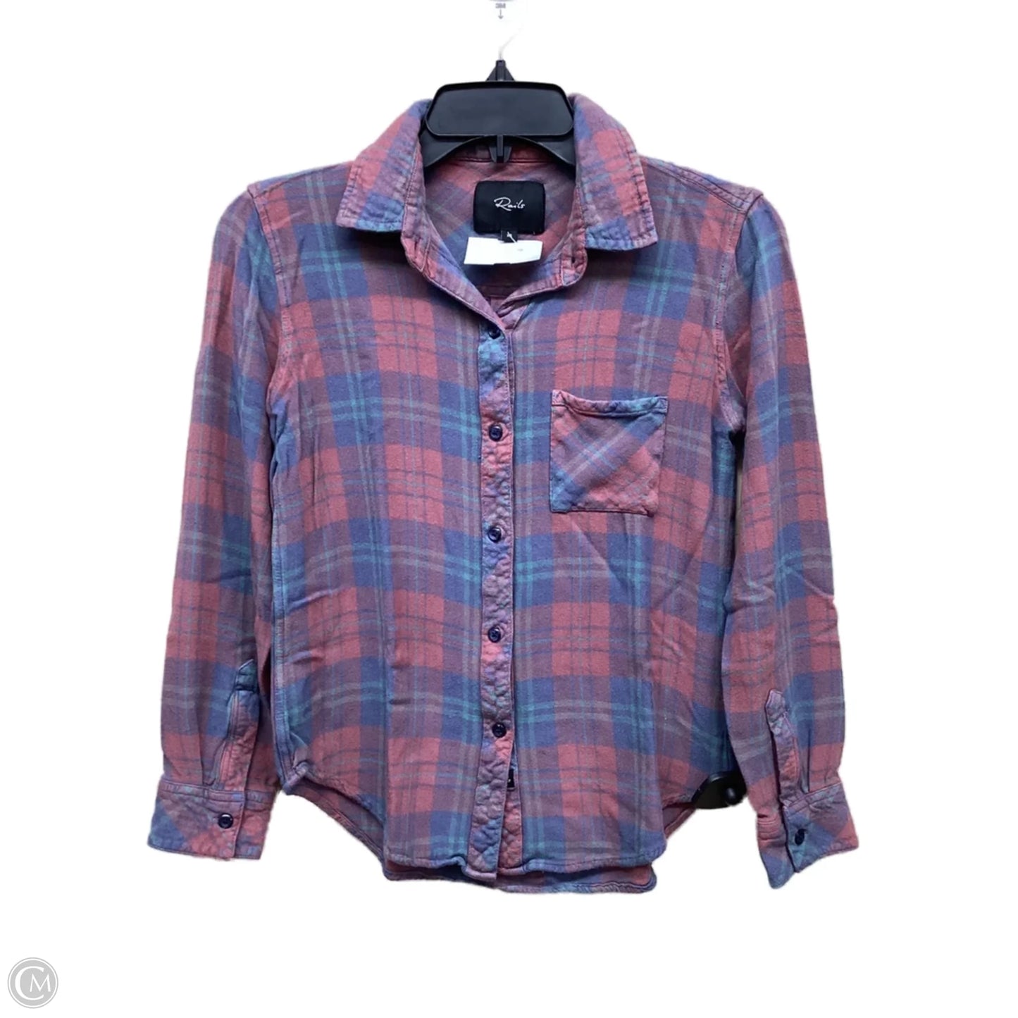 Top Long Sleeve By Rails In Plaid Pattern, Size: Xs