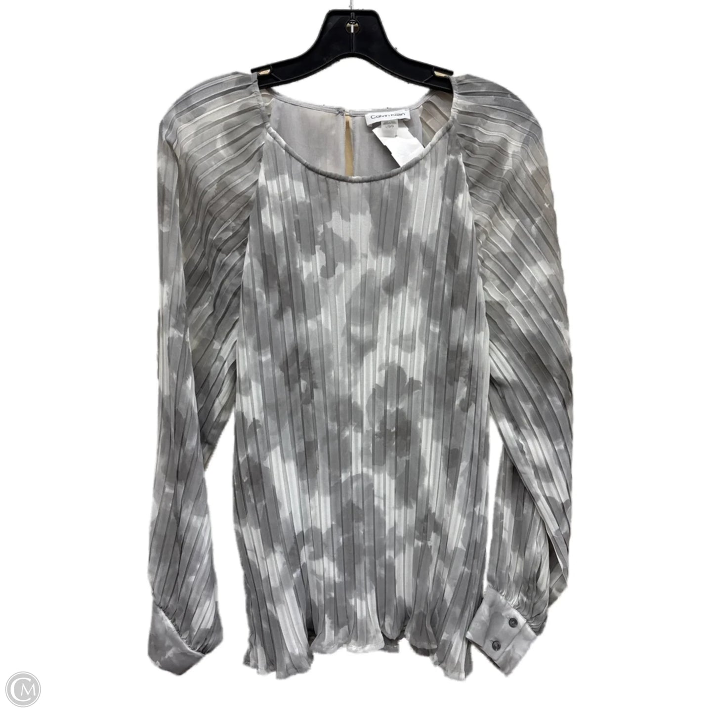 Top Long Sleeve By Calvin Klein In Grey, Size: L