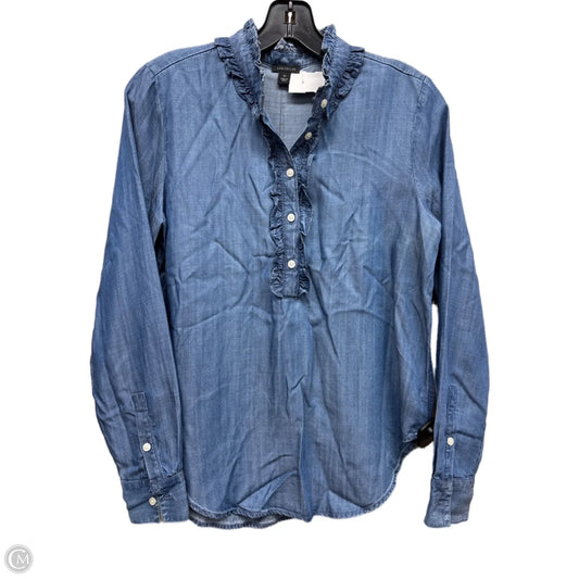 Top Long Sleeve By Ann Taylor In Blue Denim, Size: Xs