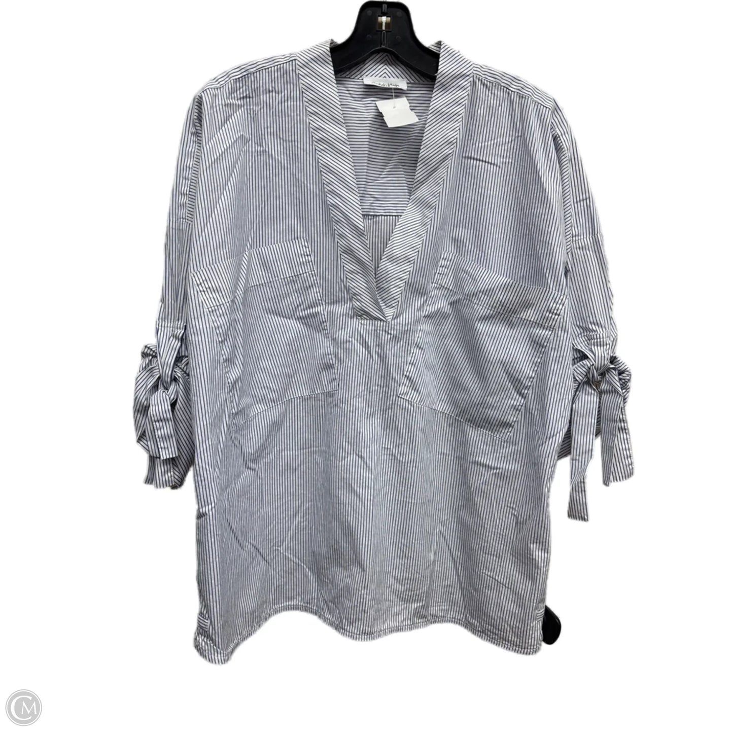 Top Long Sleeve By Calvin Klein In Striped Pattern, Size: M