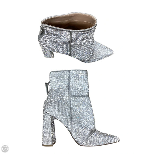 Boots Ankle Heels By Steve Madden In Silver, Size: 8.5