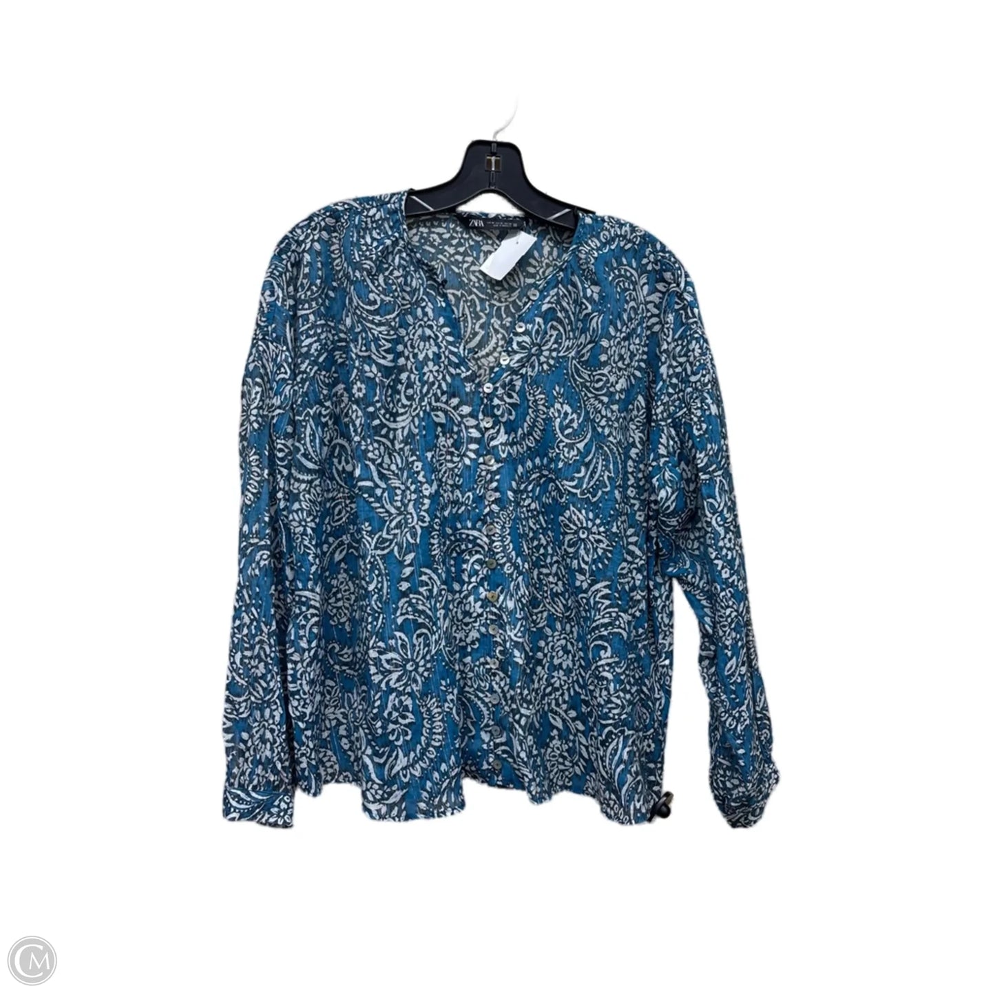 Top Long Sleeve By Zara In Multi-colored, Size: Xs