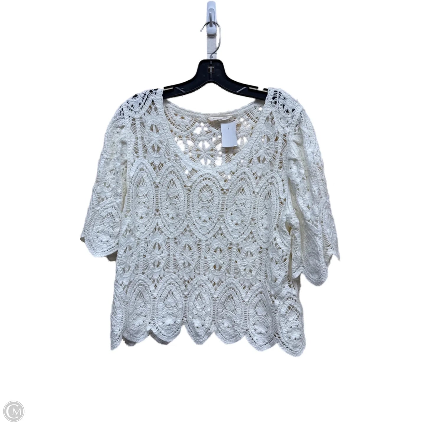 Top Short Sleeve By Solitaire In Cream, Size: M