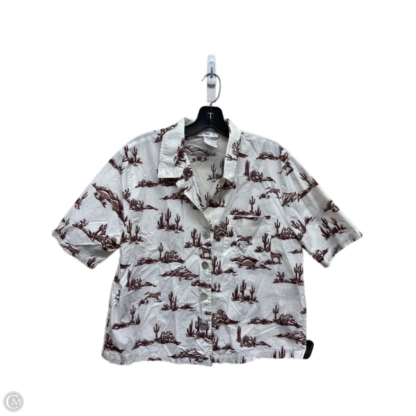 Top Short Sleeve By Mango In Brown & White, Size: Xs
