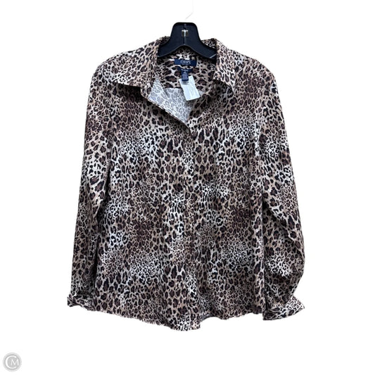 Top Long Sleeve By Chaps In Animal Print, Size: L