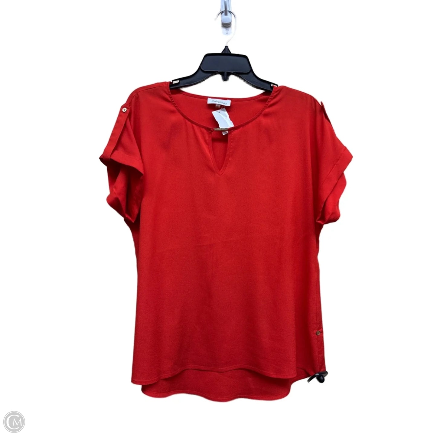 Top Short Sleeve By Calvin Klein In Orange, Size: M