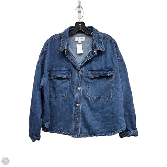 Jacket Denim By Vigoss In Blue Denim, Size: Xl