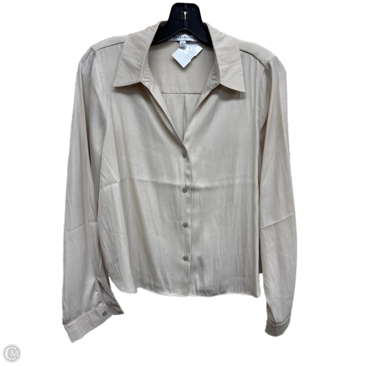 Top Long Sleeve By Rose And Olive In Tan, Size: S