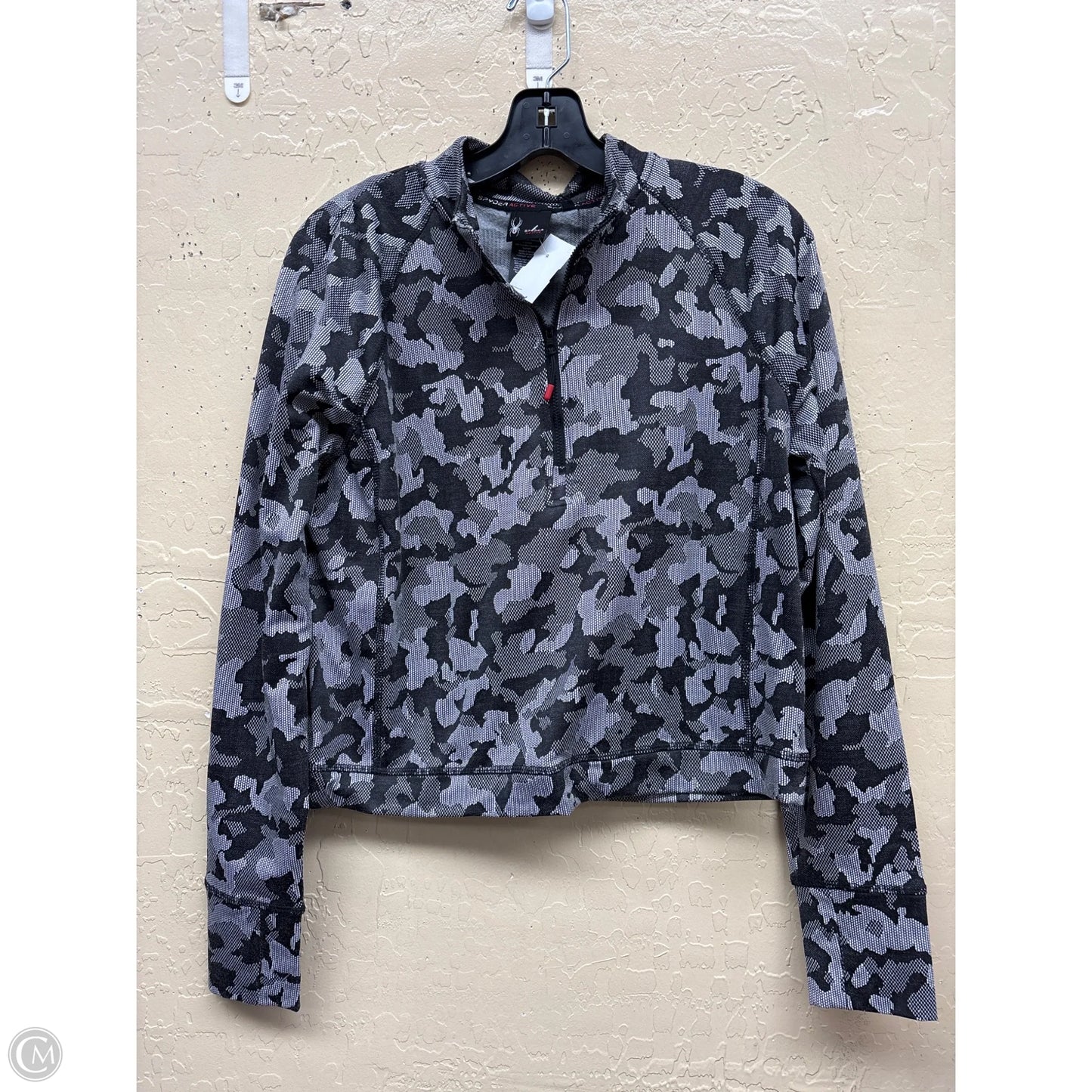 Athletic Top Long Sleeve Collar By Spyder In Camouflage Print, Size: M