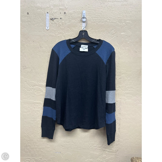 Top Long Sleeve By Evereve In Black & Blue, Size: S