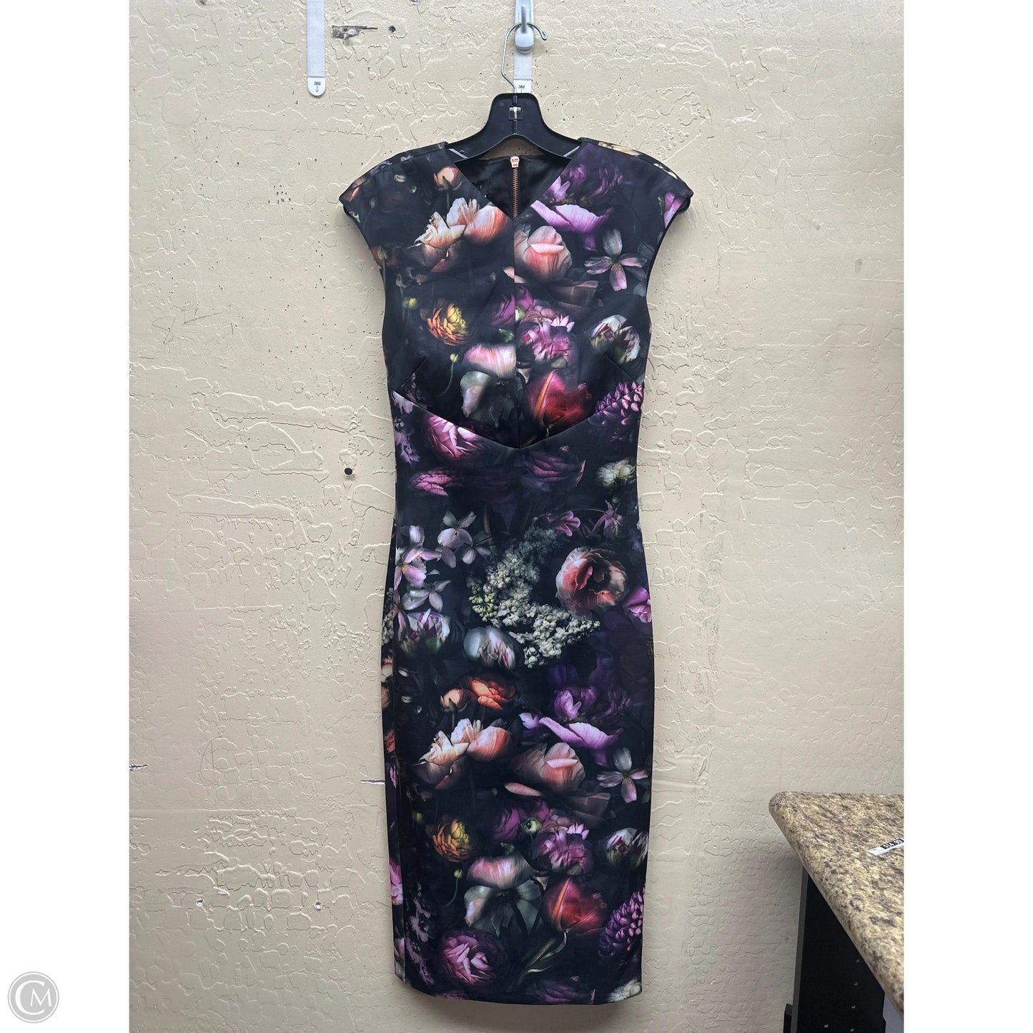 Dress Casual Midi By Ted Baker In Floral Print, Size: 0