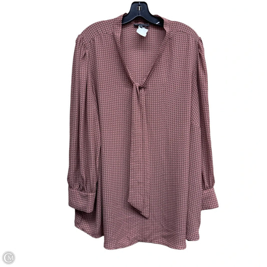 Top Long Sleeve By Adrianna Papell In Plaid Pattern, Size: 2x