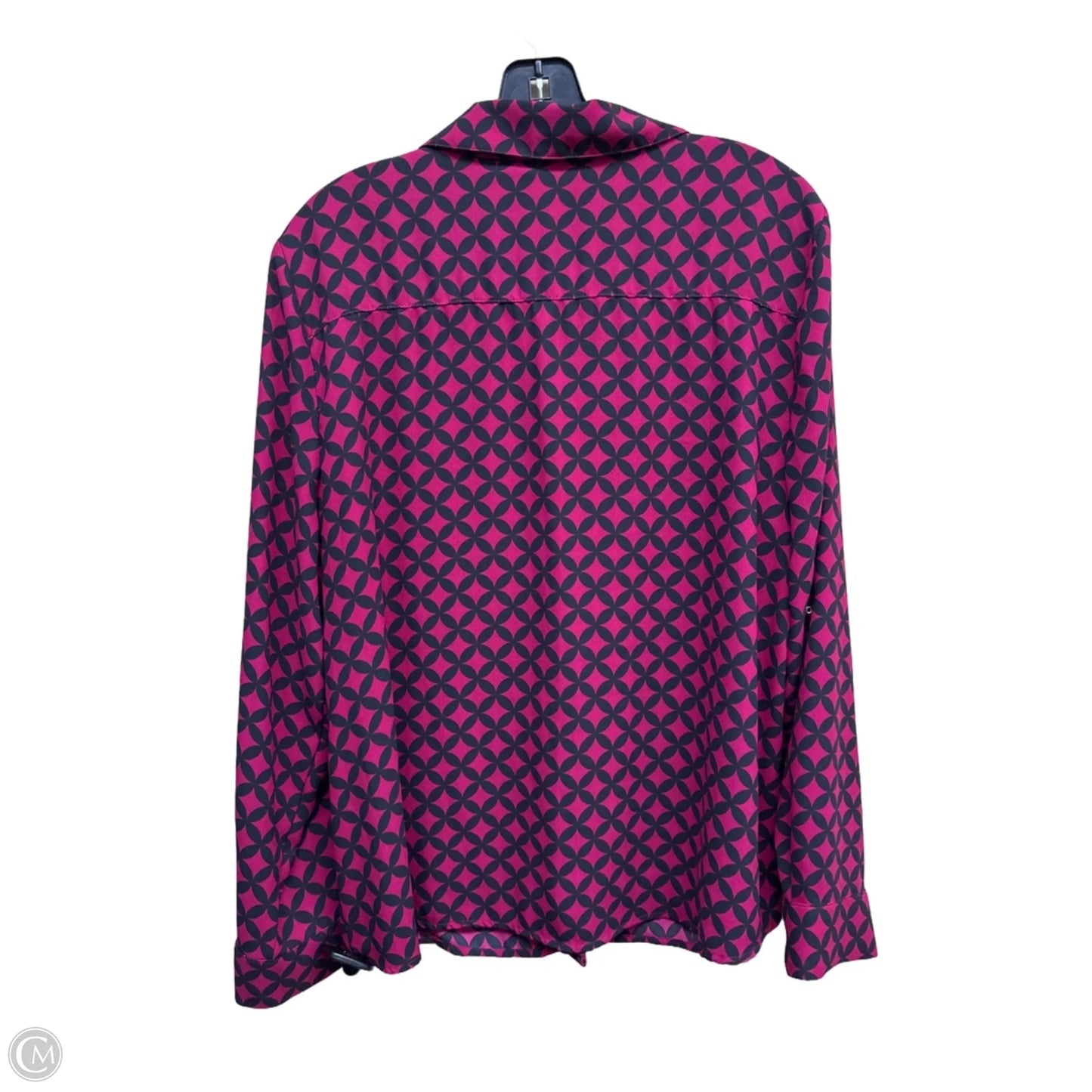 Top Long Sleeve By Dana Buchman In Black & Pink, Size: Xxl