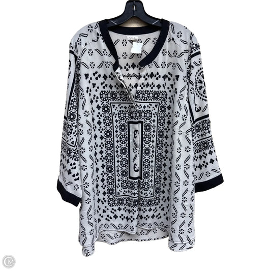 Top Long Sleeve By Clothes Mentor In Black & White, Size: 2x