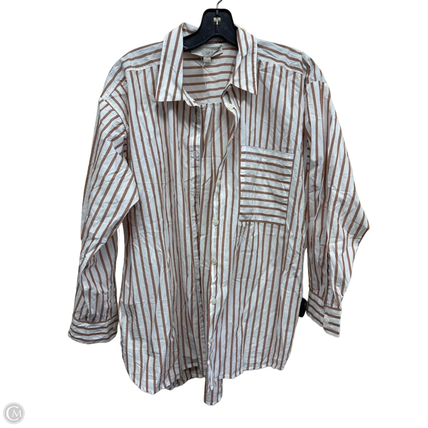 Top Long Sleeve By Loft In Striped Pattern, Size: L