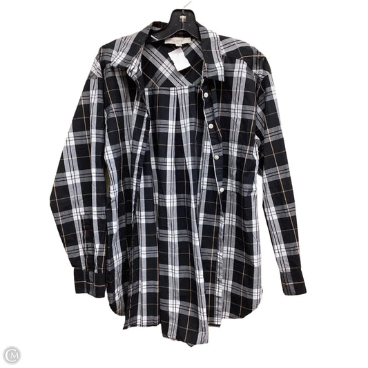 Top Long Sleeve By Loft In Plaid Pattern, Size: M