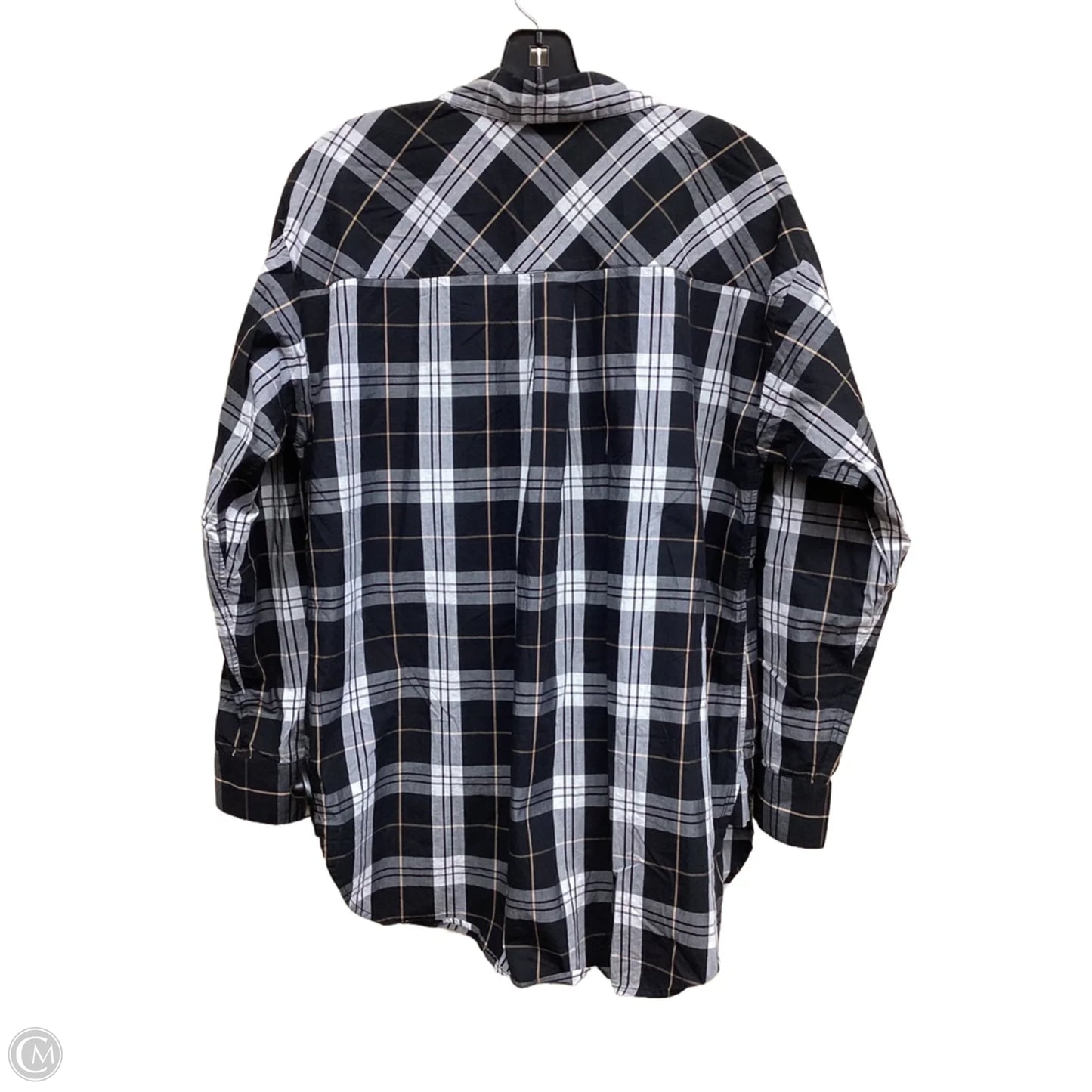 Top Long Sleeve By Loft In Plaid Pattern, Size: M