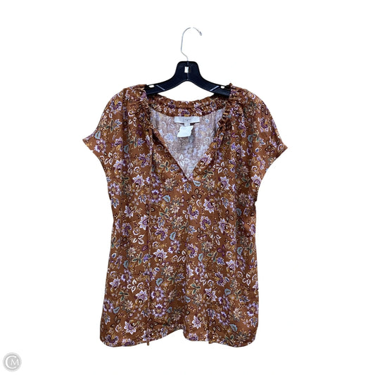 Top Short Sleeve By Loft In Floral Print, Size: L
