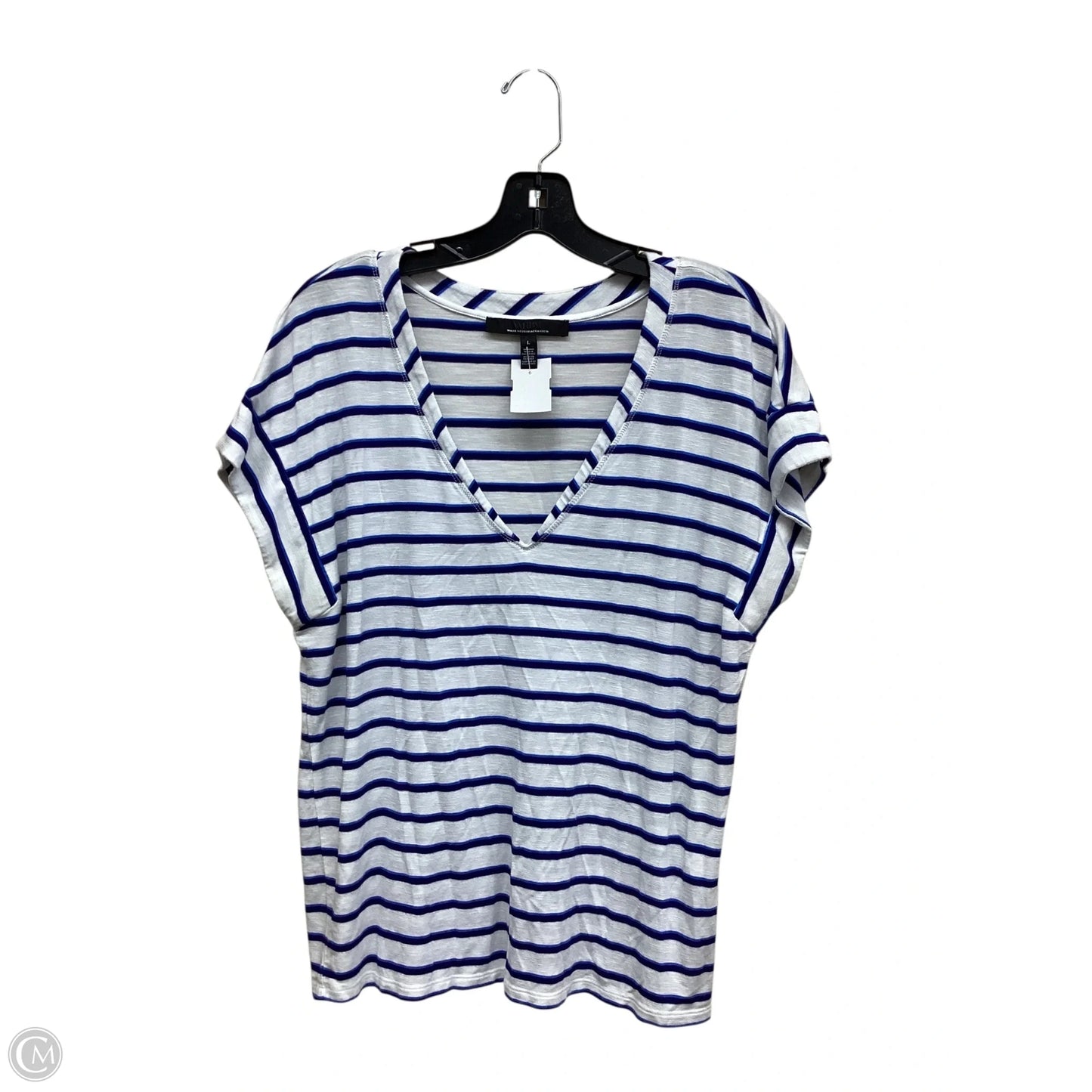 Top Short Sleeve By White House Black Market In Striped Pattern, Size: L