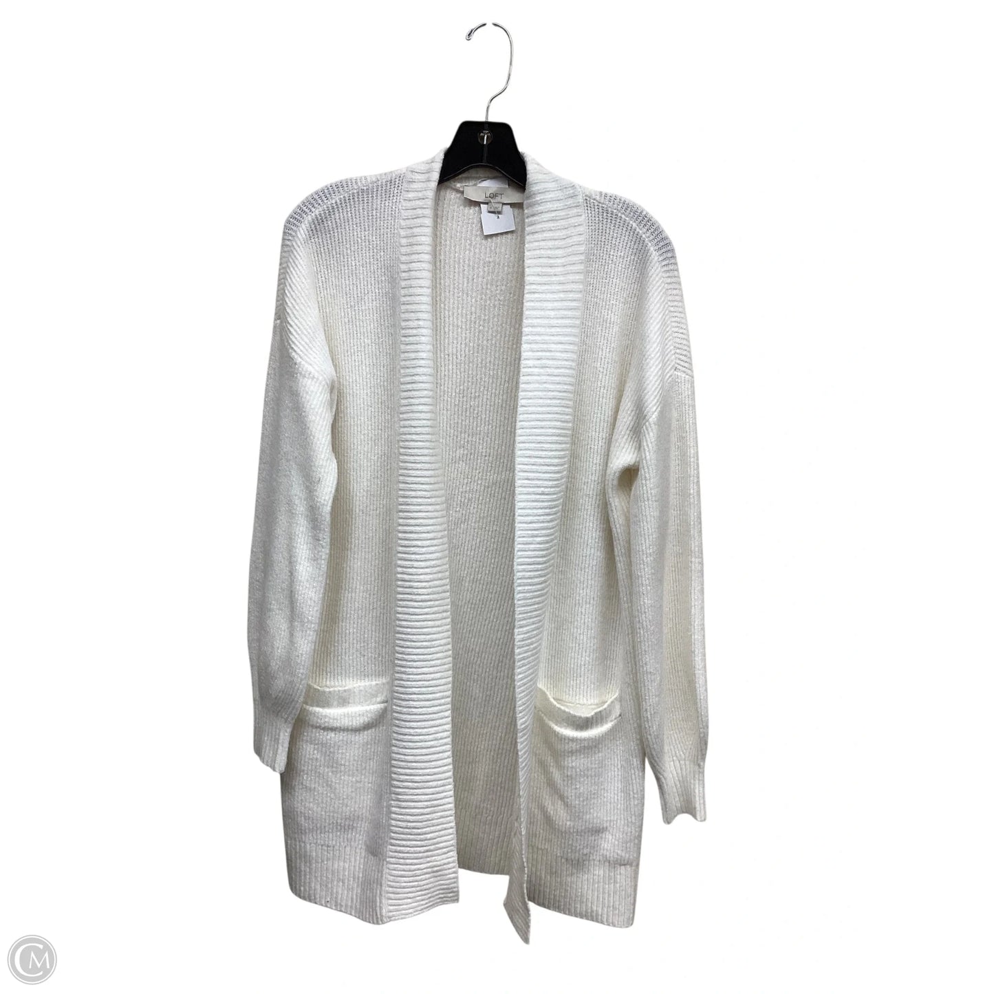 Sweater Cardigan By Loft In White, Size: M