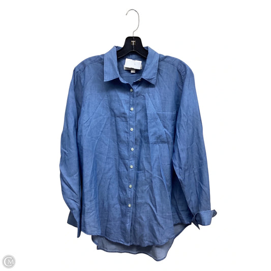 Top Long Sleeve By Loft In Blue Denim, Size: L