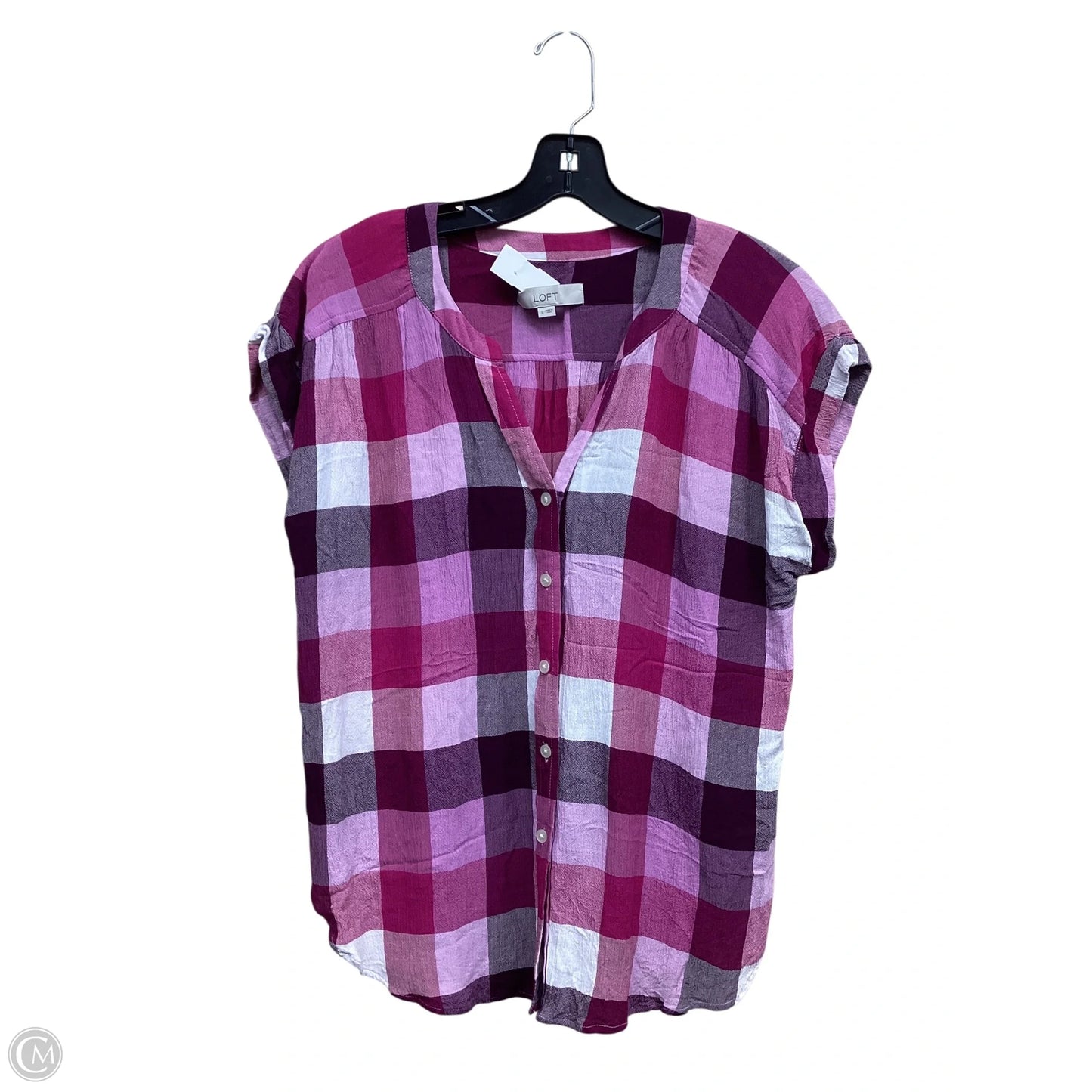 Top Short Sleeve By Loft In Pink, Size: L