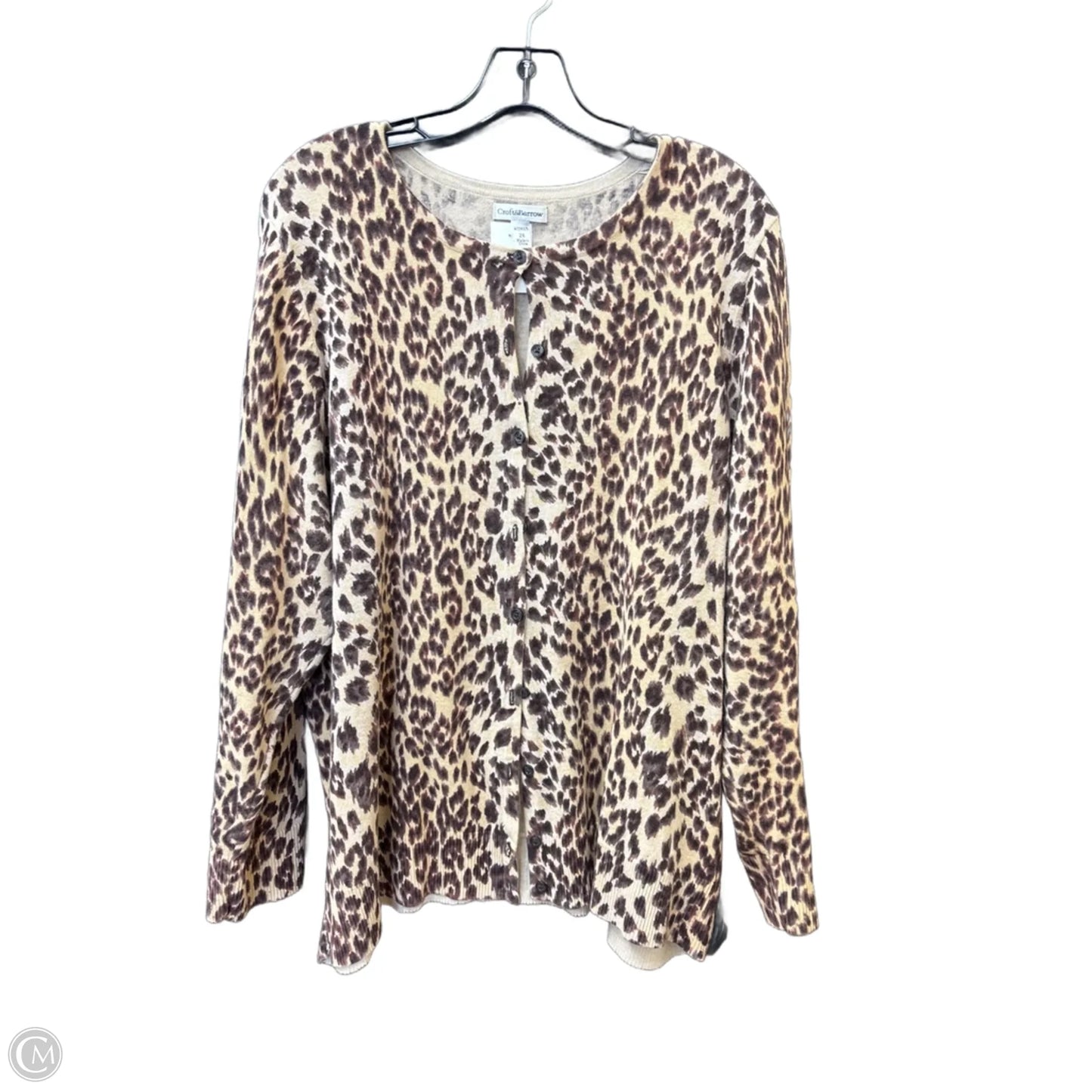 Sweater Cardigan By Croft And Barrow In Animal Print, Size: 2x