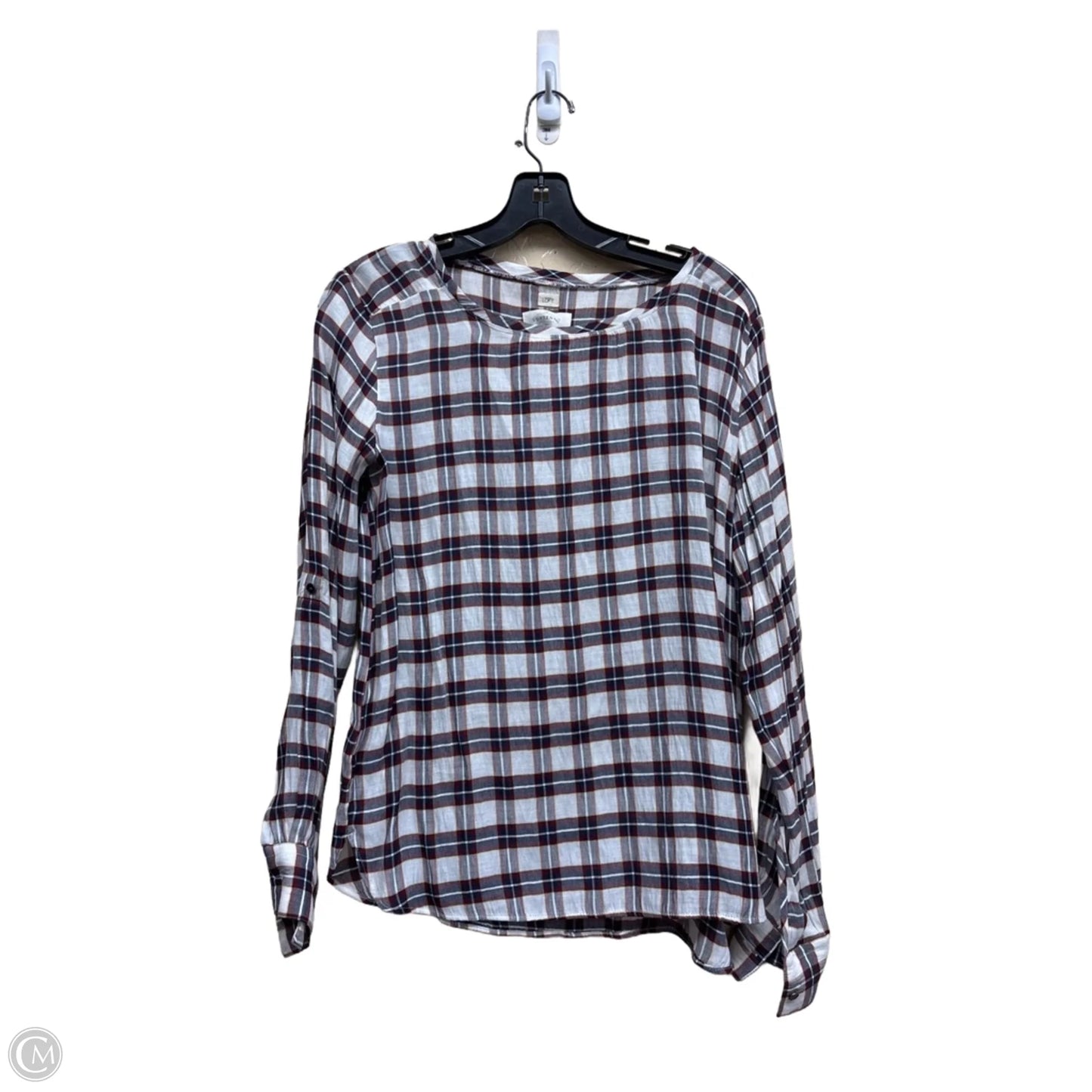 Top Long Sleeve By Loft In Plaid Pattern, Size: Xs