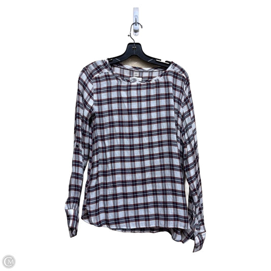 Top Long Sleeve By Loft In Plaid Pattern, Size: Xs