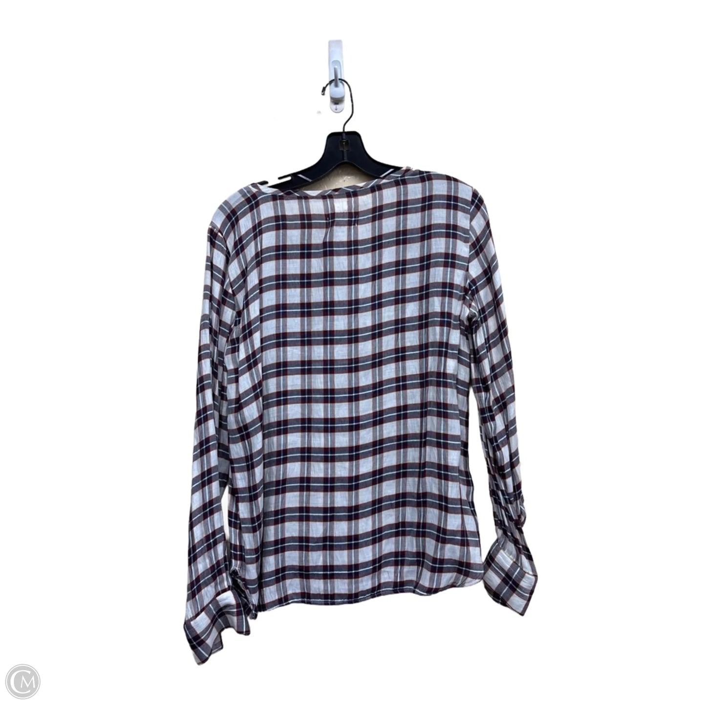 Top Long Sleeve By Loft In Plaid Pattern, Size: Xs