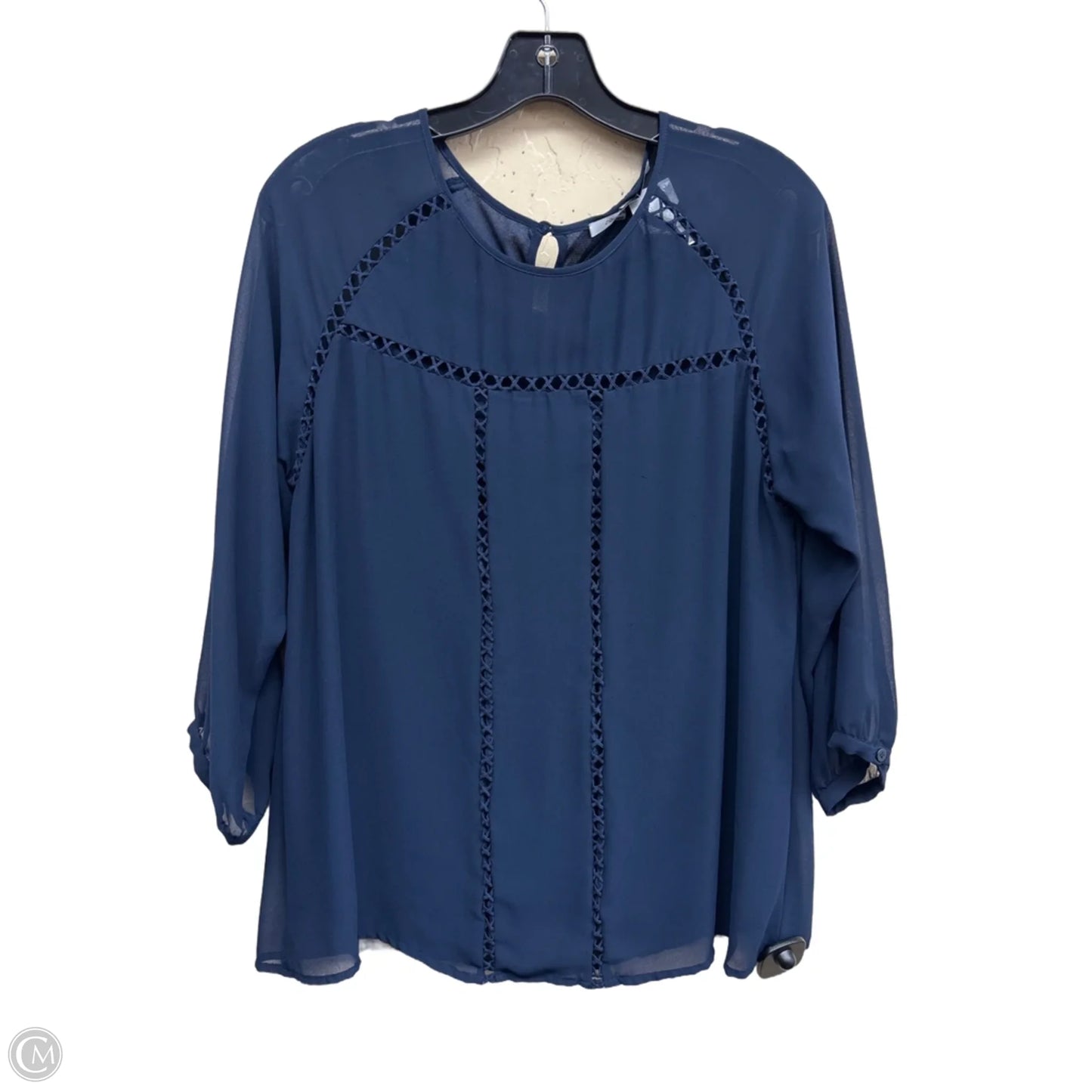 Top Long Sleeve By Collective Concepts In Blue, Size: M
